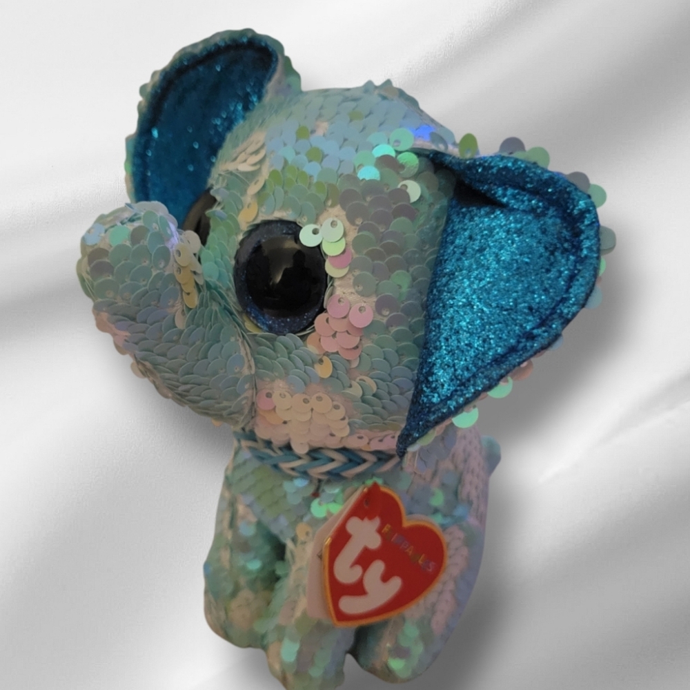Ty Beanie Boo Flippable Stuart The Elephant With Reversible Sequins Bling 7" - Picture 4 of 11